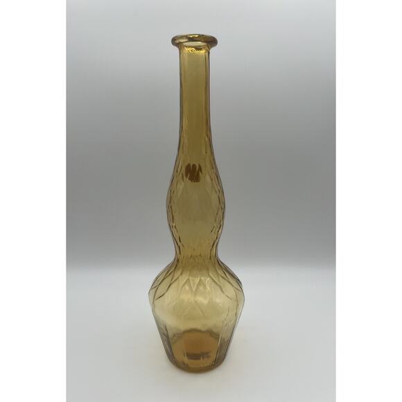 Rossini Empoli Amber Glass 13.5” Genie Bottle Decanter Italy Vintage No Stopper - Picture 8 of 11